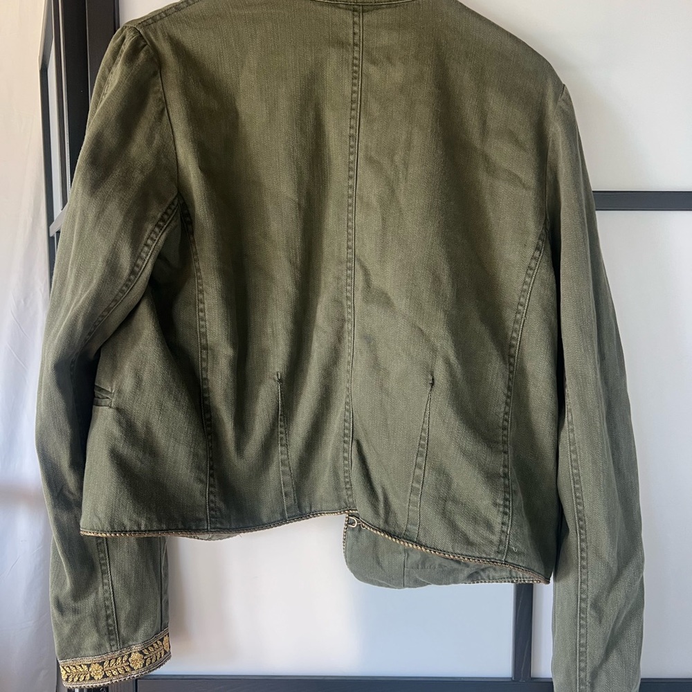 FREE PEOPLE military style  Olive Green Garment with Gold Accents - Picture 6 of 6